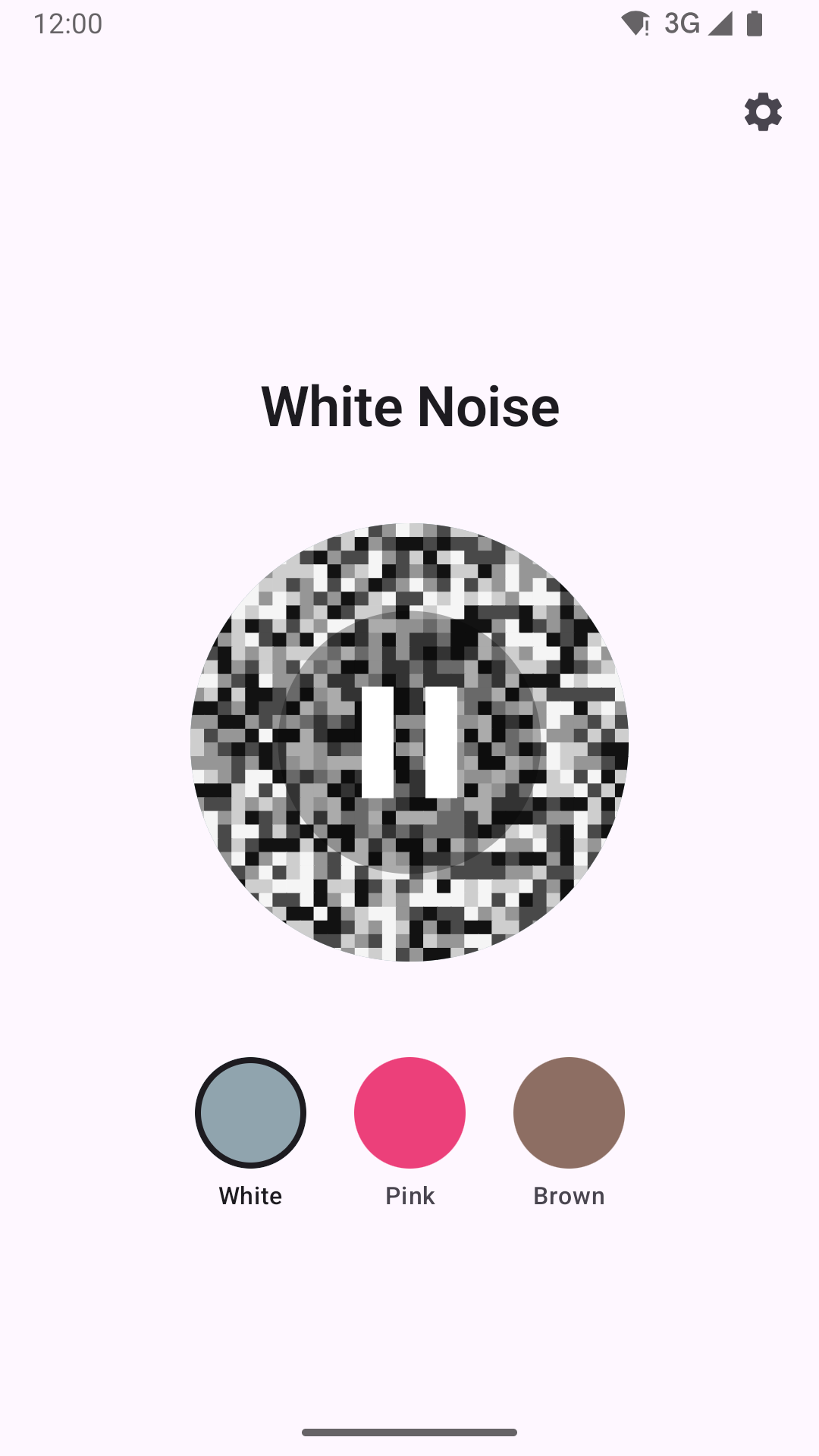 The Noise Machine Android app playing white noise, light theme